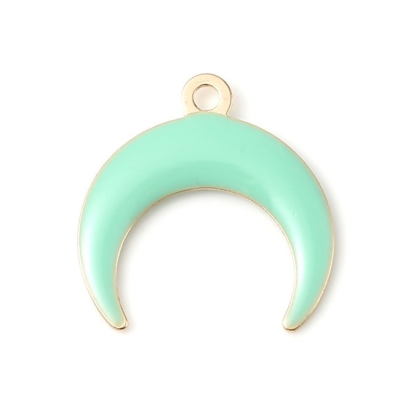 pendentifs style émaillé - Croissant - Lune - Corne - Boho Chic - 16 mm metal couleur Doré