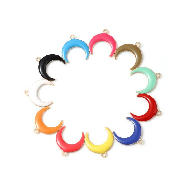 pendentifs style émaillé - Croissant - Lune - Corne - Boho Chic - 16 mm metal couleur Doré