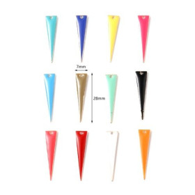 PS11733913 PAX 4 pendentifs style émaillé - Triangle long  et fin - 28 par 7 mm metal couleur Doré