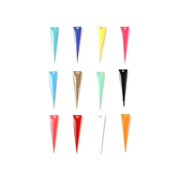 PS11733907 PAX 4 pendentifs style émaillé - Triangle long  et fin - 28 par 7 mm metal couleur Doré