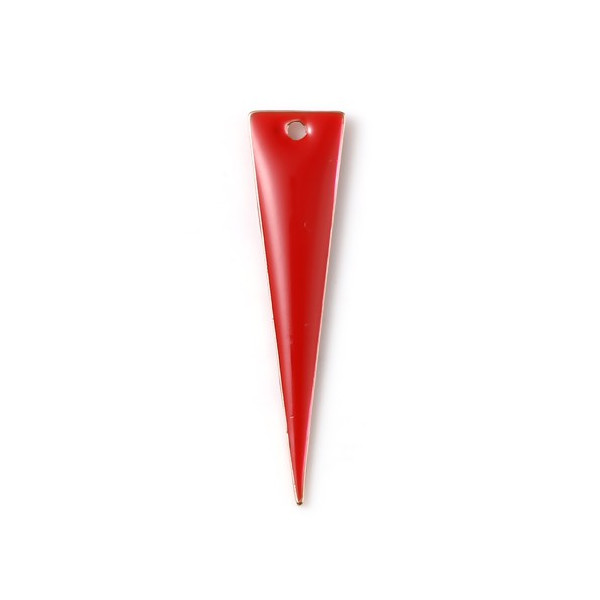 Pendentifs style émaillé - Triangle long  et fin - 28 par 7 mm métal couleur Doré