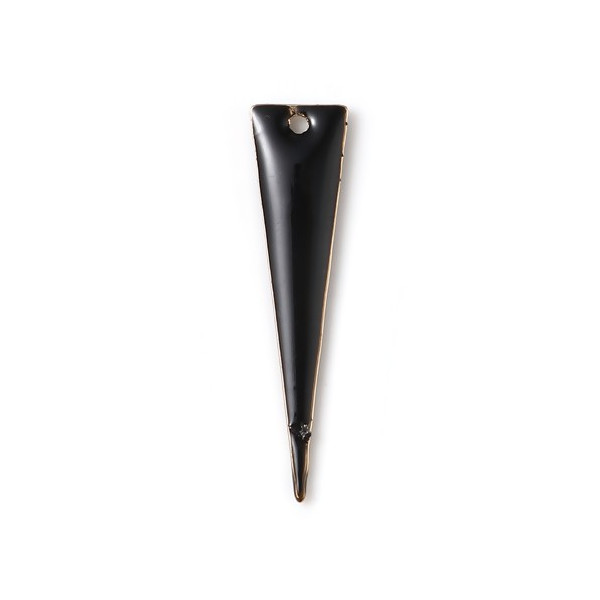 Pendentifs style émaillé - Triangle long  et fin - 28 par 7 mm metal couleur Doré