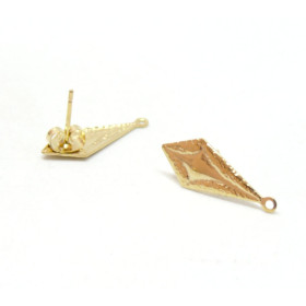 H11S07971A  PAX: 2 Boucle d'oreille  puce  forme Losange avec attache en ACIER INOXYDABLE 304  coloris Doré et poussoirs 