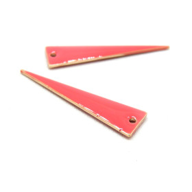 pendentifs style émaillé - Triangle long  et fin - 28 par 7 mm metal couleur Doré