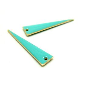 Pendentifs style émaillé - Triangle long  et fin - 28 par 7 mm metal couleur Doré