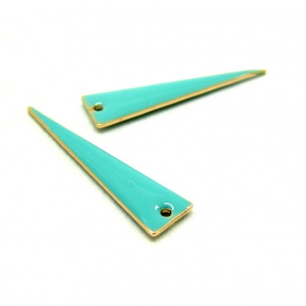 Pendentifs style émaillé - Triangle long  et fin - 28 par 7 mm metal couleur Doré