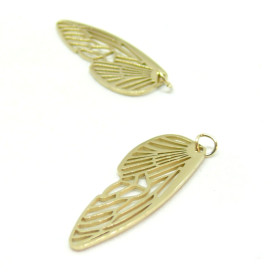 KOLA1219 PAX 1 Pendentif  Ailes de libellule ajourée 25 mm en Acier Inoxydable Coloris Doré pour bijoux raffinés