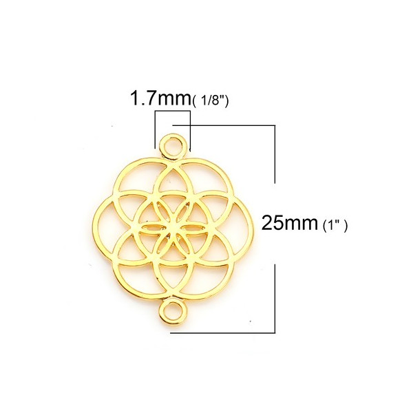 Pendentifs Fleurs de Vie , Mandala 25mm métal coloris Doré