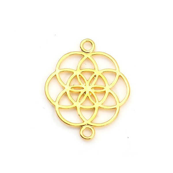 PS110114284 PAX 10 Pendentifs Fleurs de Vie , Mandala 25mm métal coloris Doré 