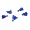MINI pompons breloque passementière avec fil d'or et anneau 10mm Bleu Nuit