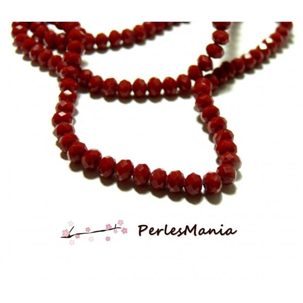 1 fil d'environ 138 perles Rondelles Verre Facettée  ROUGE FONCE 4 par 3mm Couleur 18