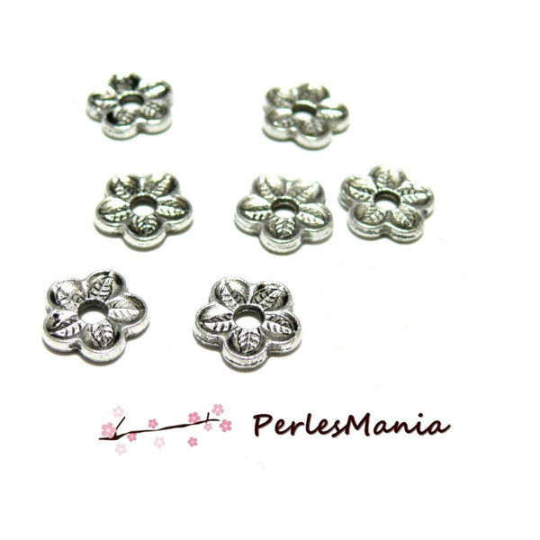 perles plates intercalaire Fleur 2Y6633 Vieil argent