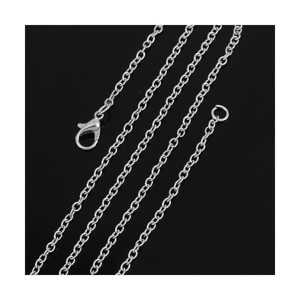 Colliers 45,5 cm - maille 3 par 2.4 mm - métal coloris Argent Platine