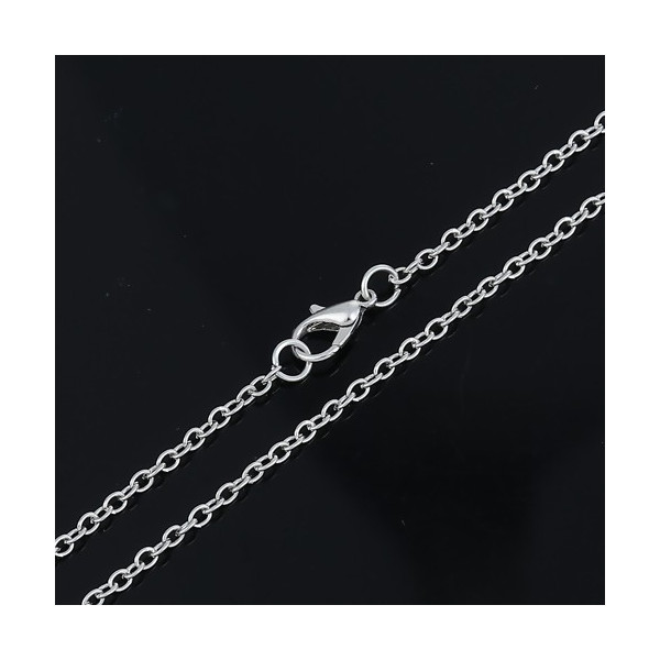 PS110103853 PAX 6 colliers 45,5 cm - maille 3 par 2.4 mm - métal coloris Argent Platine