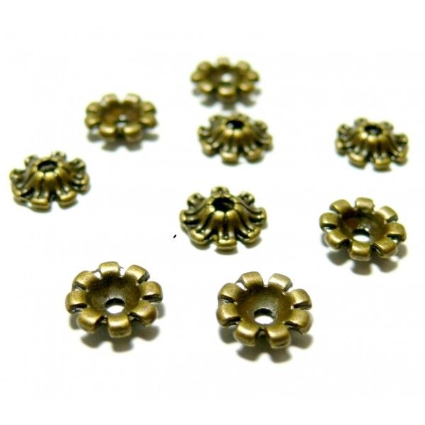 Lot 100 mini coupelles calottes caps métal couleur Bronze P653Y
