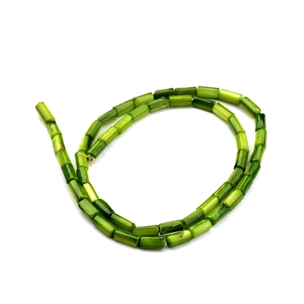 Perles Colonne -  8 par 4 mm - Nacre  - coloris Vert