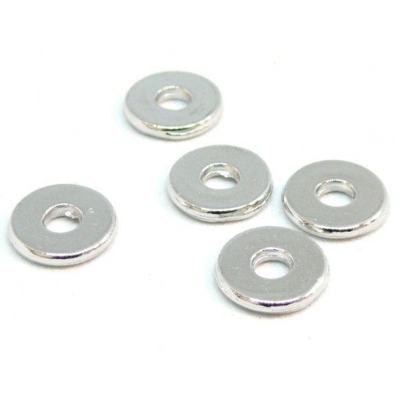 Perles intercalaires - Rondelles 6 par 1,5mm - métal couleur Argent Platine