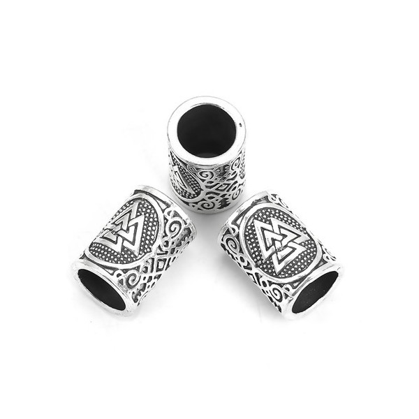 Perles intercalaire,  TUBE Ethnique 15 par 11 mm, métal coloris Argent Platine