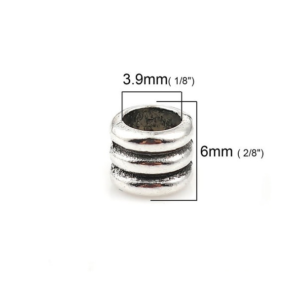 PS110117686 PAX 50 perles intercalaire - TUBE Ressort - 6 par 5 mm - métal coloris Argent  Antique