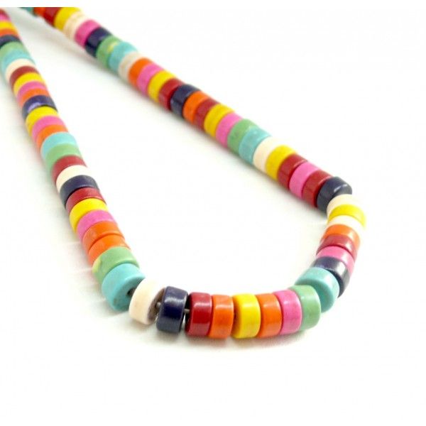 1 fil d'environ 110 Perles Rondelles Howlite 8 par 4 mm Multicolores  coloris 12