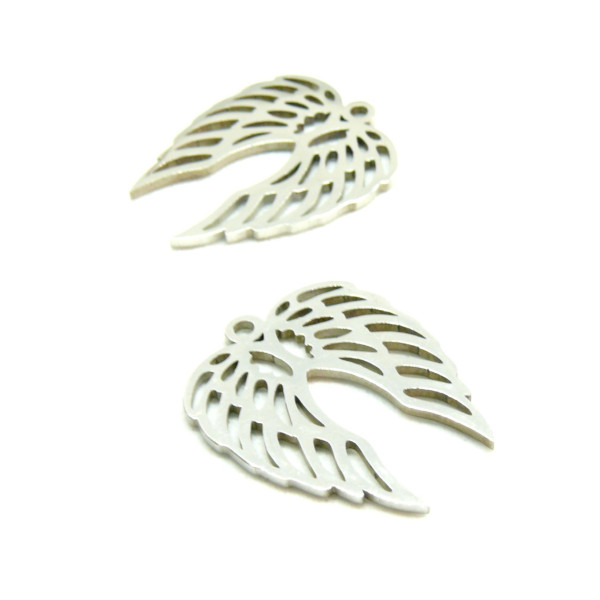 Pendentifs Aile d'Ange 22mm, Acier Inoxydable, finition Argenté pour bijoux raffinés