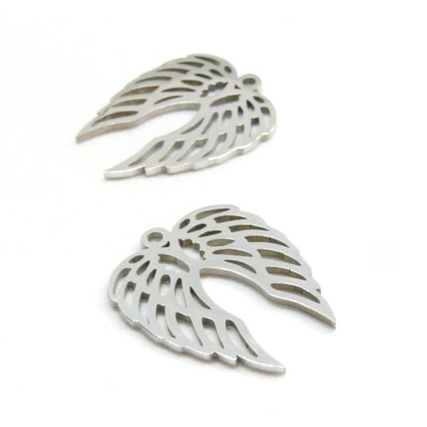 Pendentifs Aile d'Ange 22mm, Acier Inoxydable, finition Argenté pour bijoux raffinés