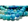 Perles Rondes 8mm – Agate Craquelée Effet Givre Bleu Intense – Coloris 14
