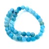 HG589 1 fil d'environ 48 perles rondes - 8 mm - Agate craquelé  - effet givre - bleu intense - Coloris 14