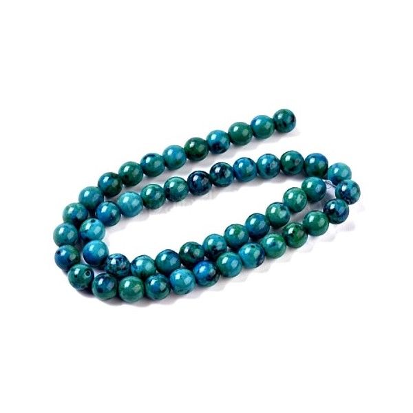 HL529B01 lot 1 fil de 90 Perles - rondes 4 mm- Chrysocolla teintée - pour création de bijoux