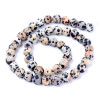 Perles Rondes 6 mm, Jaspe DALMATIEN, effet GIVRE