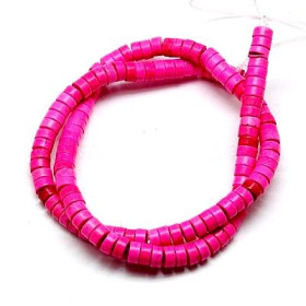 Perles Rondelles Howlite 4 par 2 mm Rose Intense coloris 04