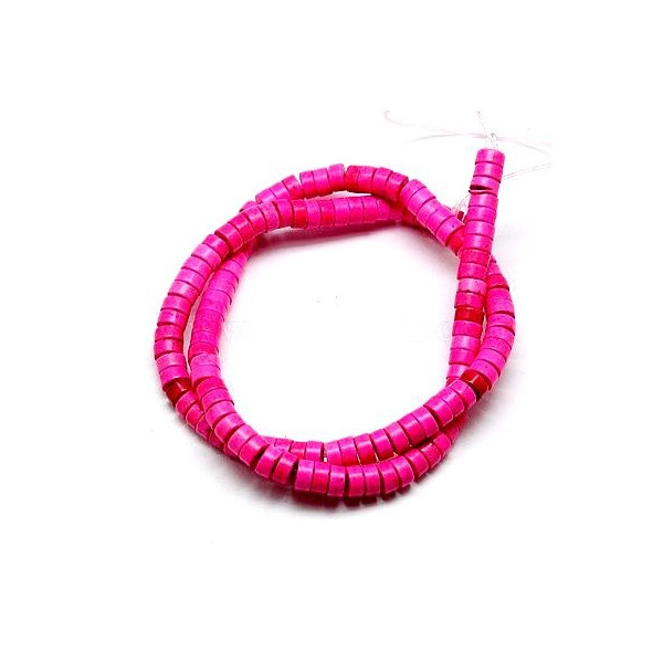 Perles Rondelles Howlite 4 par 2 mm Rose Intense coloris 04