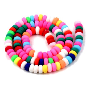 HN118008A Lot 1 fil d'environ 115 Perles Rondelles Heishi en pâte polymère 6 par 3 mm 