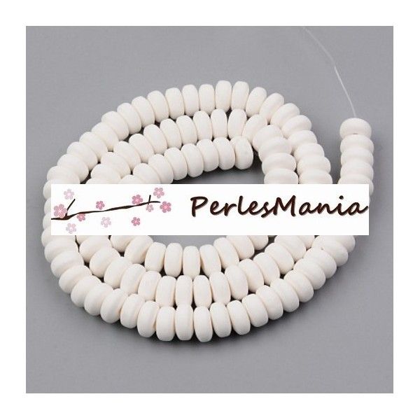 Perles Rondelles Heishi en pâte polymère 6 par 3 mm