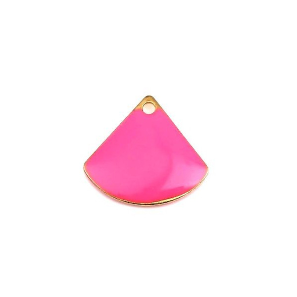 Sequins médaillons émaillés Eventail 13 par 12mm Rose sur une base métal doré