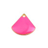 Sequins médaillons émaillés Eventail 13 par 12mm Rose sur une base métal doré