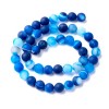 Perles Rondes, Agate Veinée 6 mm, effet givre Bleu