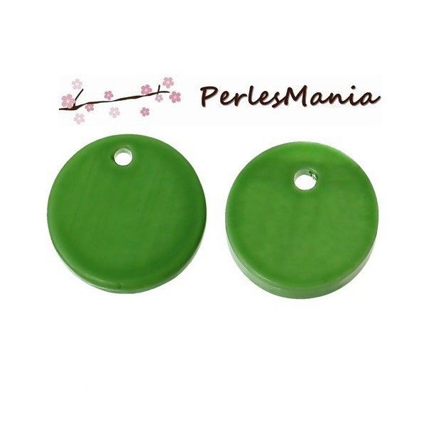 Perles, Pendentifs, Nacres Pastilles 12mm, coloris Vert