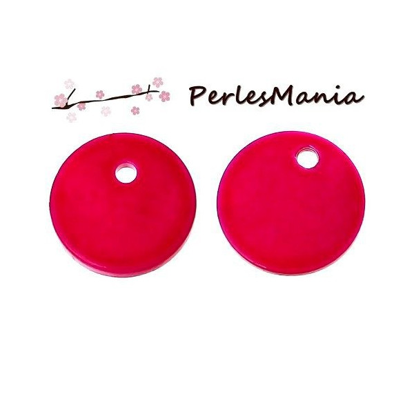 PERLES PENDENTIFS NACRES PASTILLES 11mm ROSE FUSCHIA