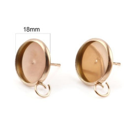 PS11670468 PAX 4 Supports de Boucle d'oreille Puce 12mm avec attache en ACIER INOXYDABLE coloris Or Rose