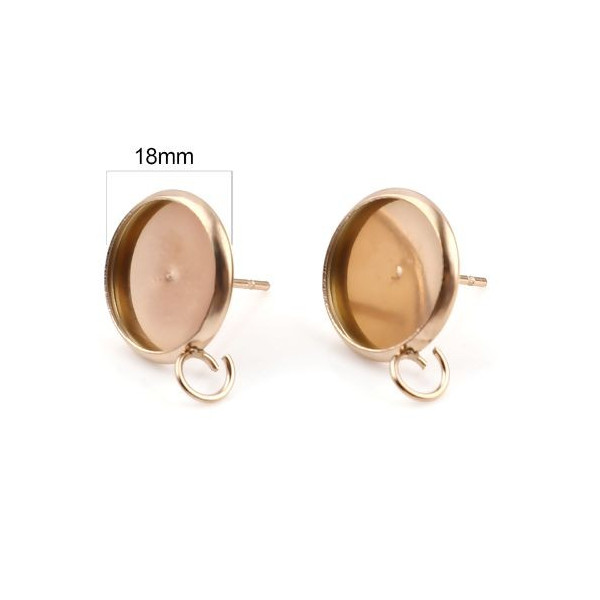 PS11670468 PAX 4 Supports de Boucle d'oreille Puce 12mm avec attache en ACIER INOXYDABLE coloris Or Rose