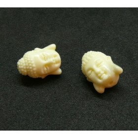 Pendentifs Tête de Bouddha Biface imitation Corail Blanc crème