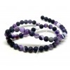 HK16612 Lot 1 fil d'environ 60 Perles Rondes, Agate Veinée 6 mm, effet givre Violet Coloris 02