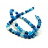 Perles Rondes, Agate Veinée 6 mm, effet givre Bleu