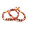 HGE478 Lot 1 fil d'environ 60 Perles Rondes, Agate Veinée 6 mm, effet givre Rouge Orange Coloris 02