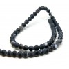 HK16612 Lot 1 fil d'environ 60 Perles Rondes, Agate Veinée 6 mm, effet givre Noir Coloris 03