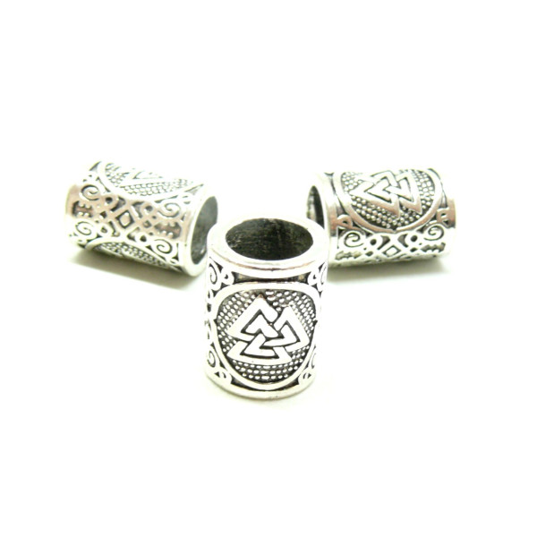 Perles intercalaire,  TUBE Ethnique 15 par 11 mm, métal coloris Argent Platine