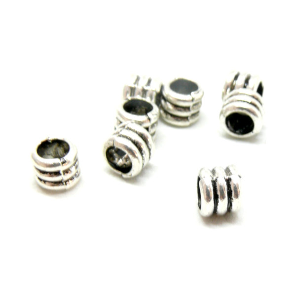 PS110117686 PAX 50 perles intercalaire - TUBE Ressort - 6 par 5 mm - métal coloris Argent  Antique