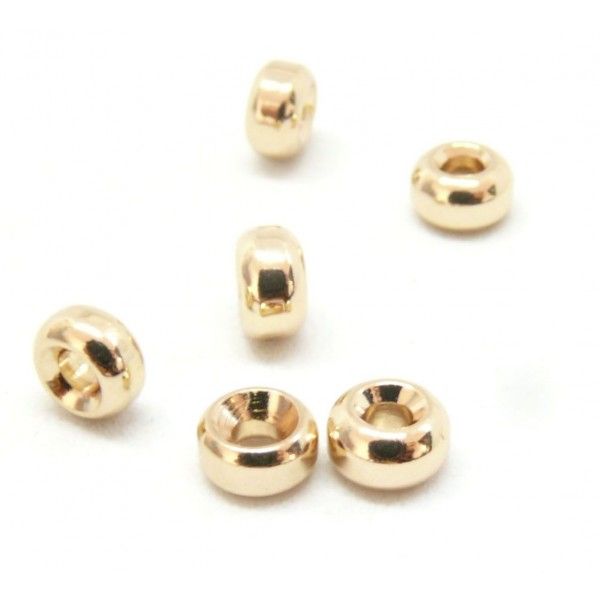 perles intercalaires Rondelles 5 par 3 mm Cuivre  Plaqué à l'or fin 14K
