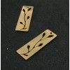 Pendentif - Géométrique - Rectangle avec Feuille - 28 mm - Doré en Acier Inoxydable 201 - pour bijoux raffinés